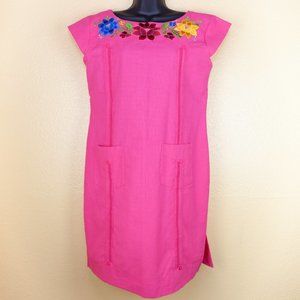 MaryCoco Textiles Pink Zip up Classic Linen Dress